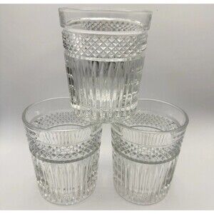 Vintage Libbey Radiant Glasses Set of 3 Double Old Fashioned Whiskey 12oz 4.25”